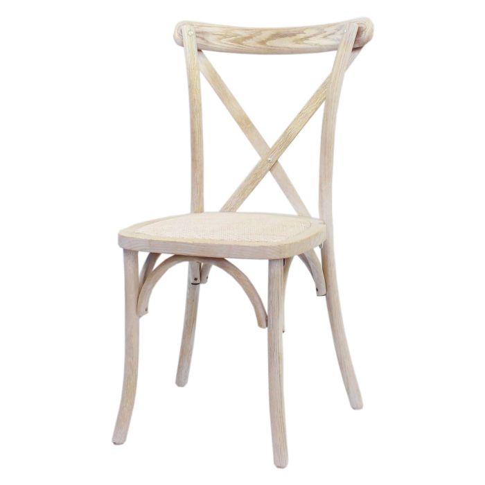 Crossback Stacking Chair Oak Frame Limewash Finish With Rattan Pad
