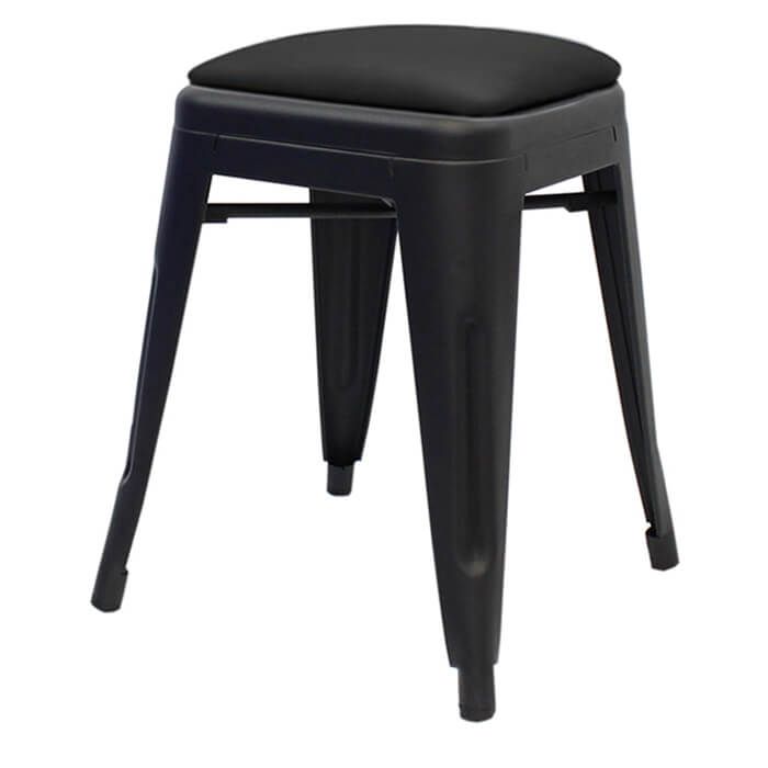 Matte black Tolix low stool dome seat