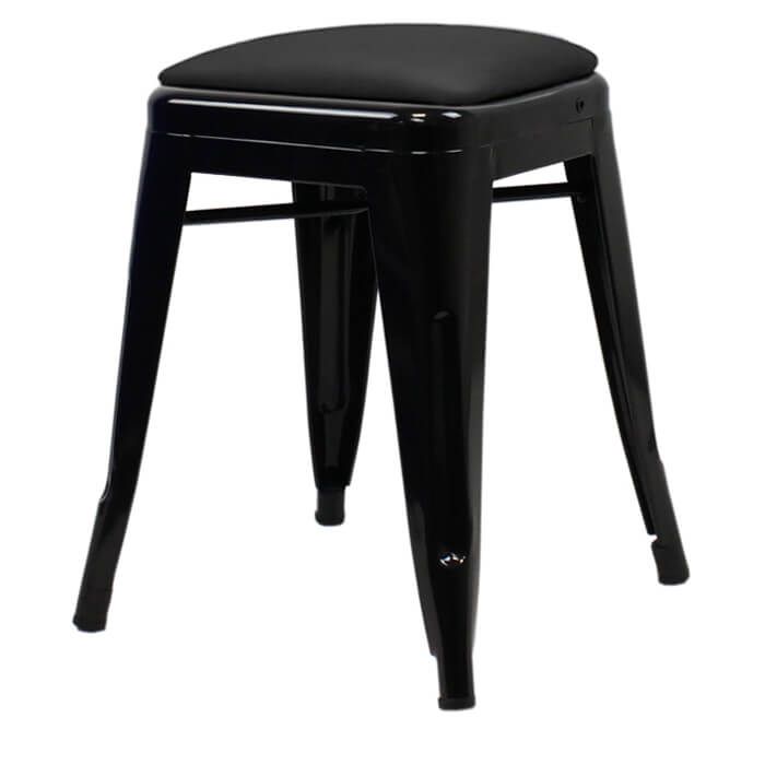 Gloss black Tolix low stool dome seat