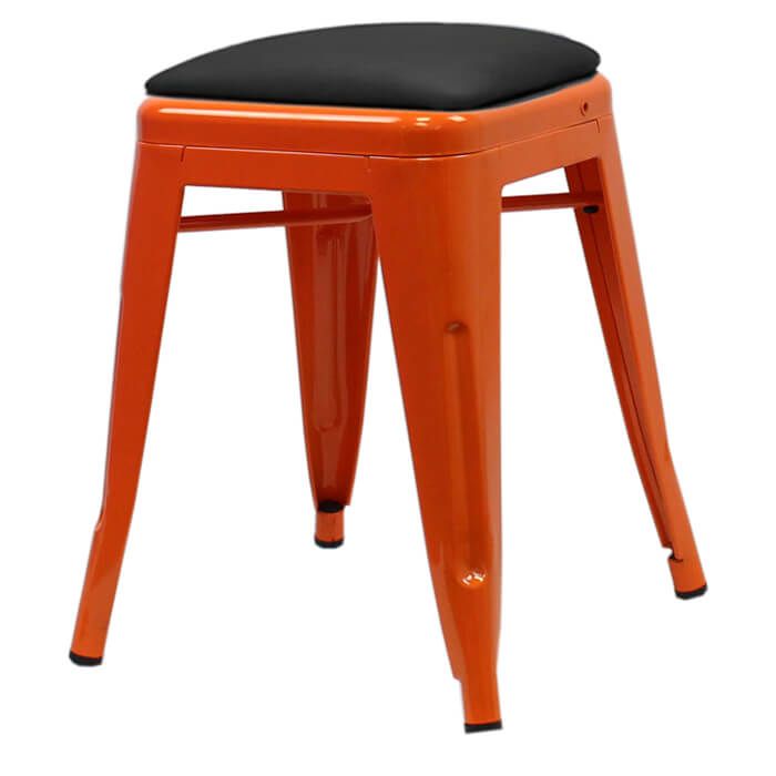 Orange Tolix low stool dome seat