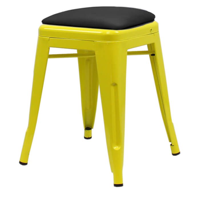 Yellow Tolix low stool dome seat