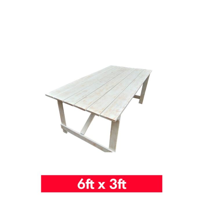 6ft x 3ft Folding Farm Table Limewash (183cm x 92cm) 