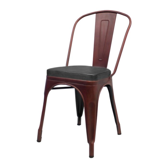 Tolix Style Metal Side Chair with Box Seat - Copper