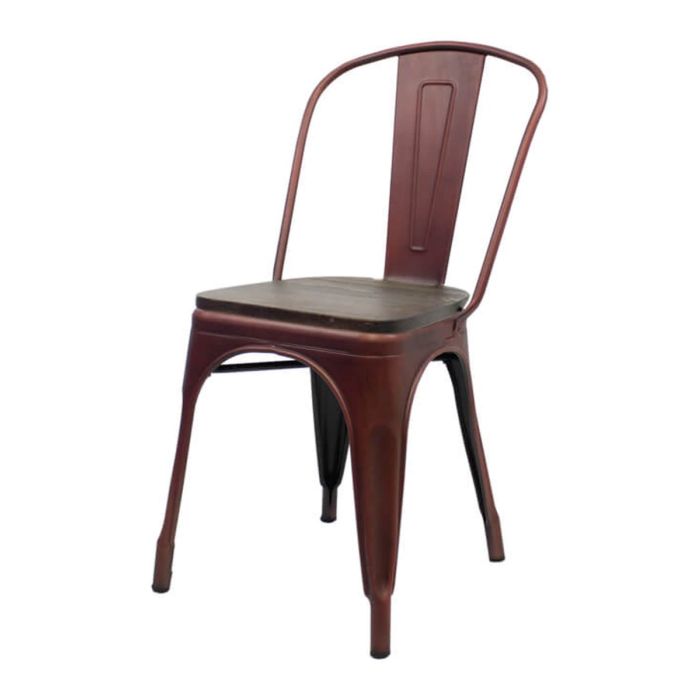 Copper Tolix chair walnut seat