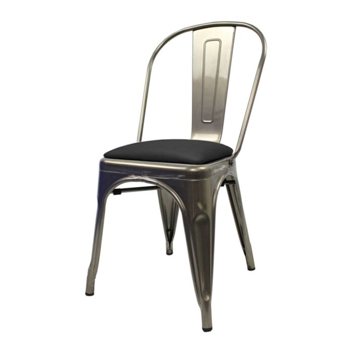 Tolix Style Metal Side Chair with Dome Seat - Industrial Grey