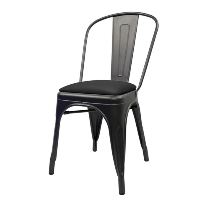 Tolix Style Metal Side Chair with Dome Seat - Matte Gun Metal