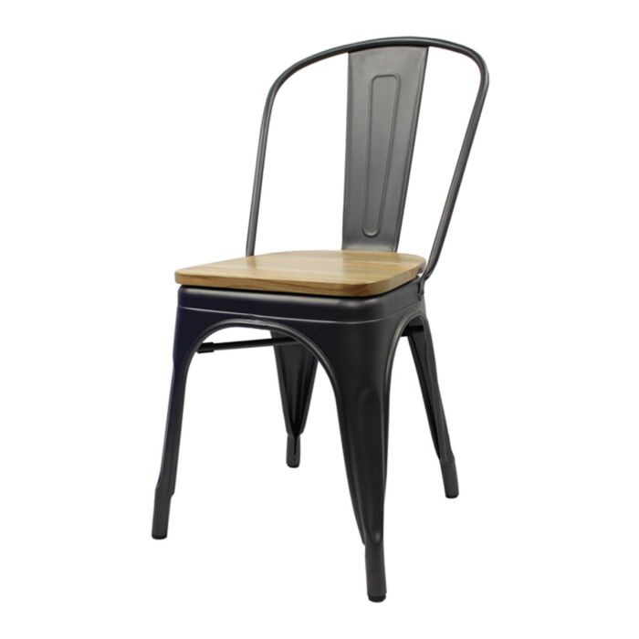 Gun metal Tolix chair oak seat