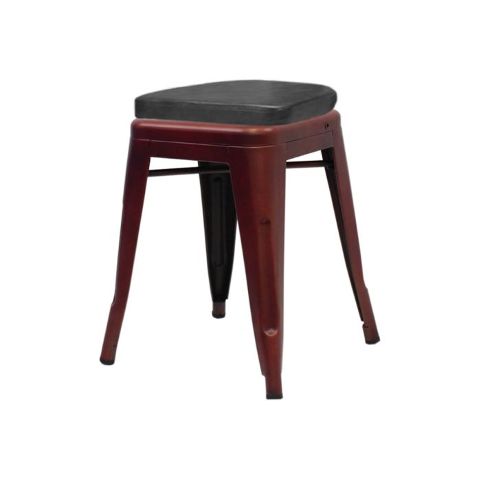Tolix Style 46cm Low Stool with Upholstered Box Seat - Copper