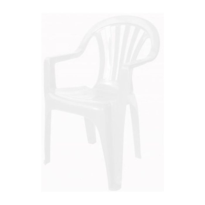 Profile view of white Pals plastic stacking chair
