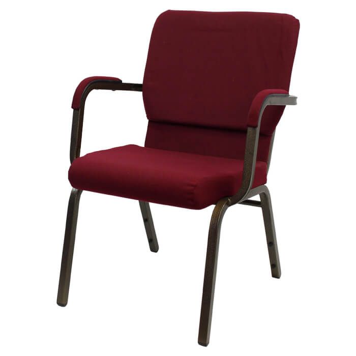 Worship Stacking Church Chair With Arms - Gold Vein Frame Burgundy Fabric