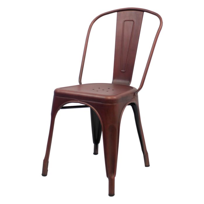 Profile view of copper Tolix chair