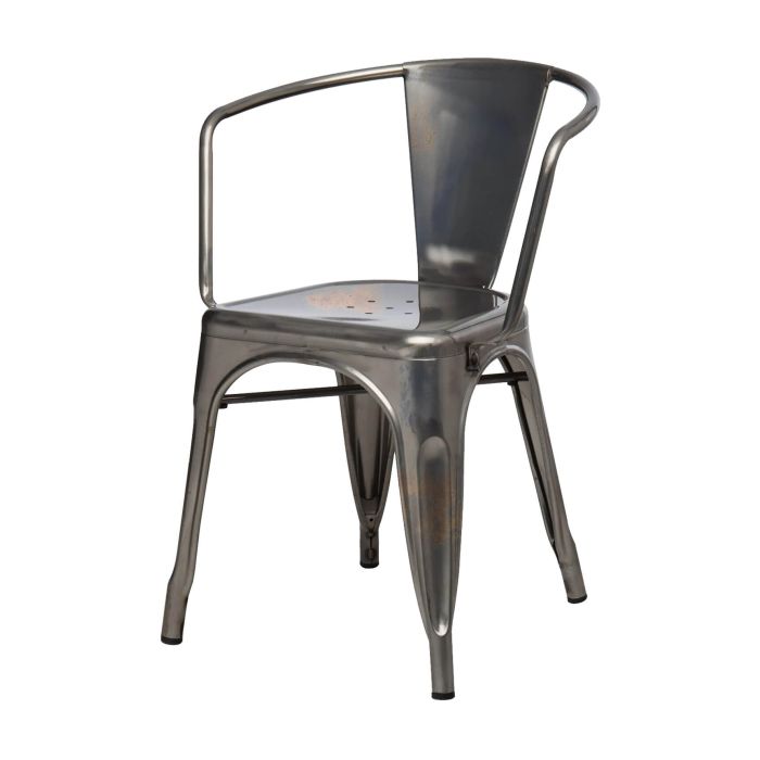 Industrial grey Tolix armchair profile