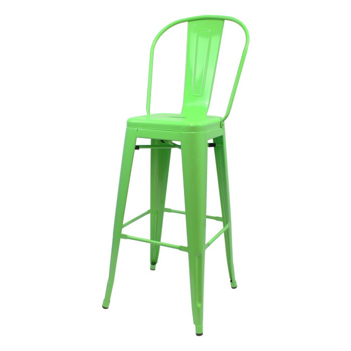 Green Tolix bar stool tall back profile