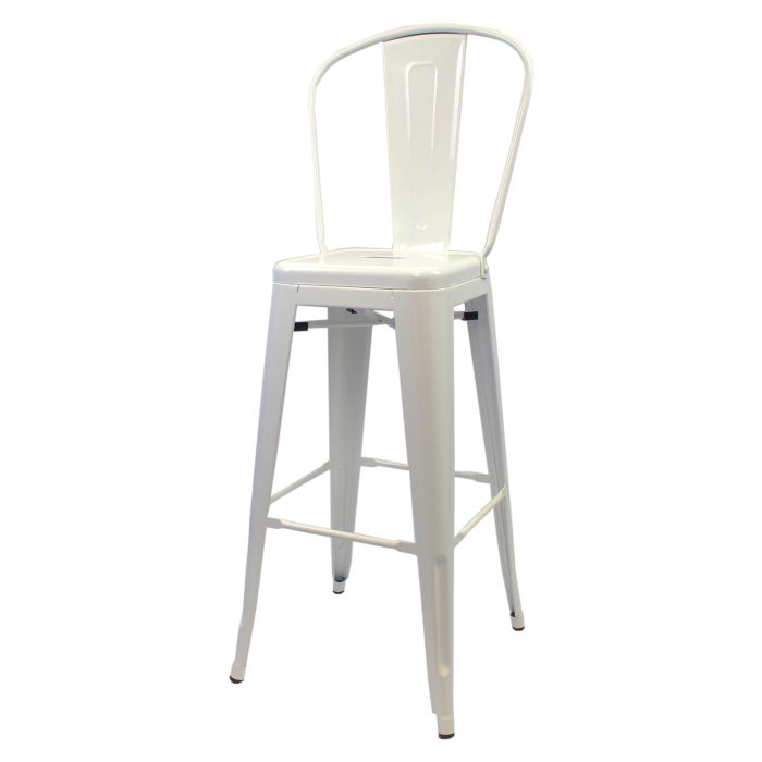 White Tolix bar stool tall back profile