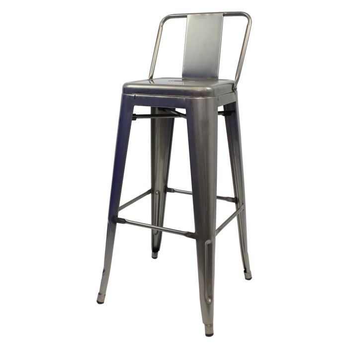 Industrial grey Tolix low back bar stool profile