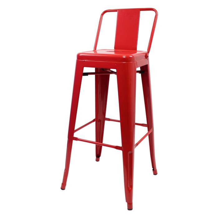Red Tolix low back bar stool profile
