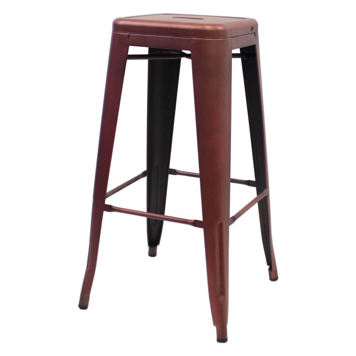 Profile view of copper Tolix bar stool