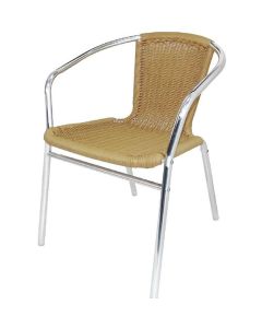 Profile view of natural wicker aluminium chair