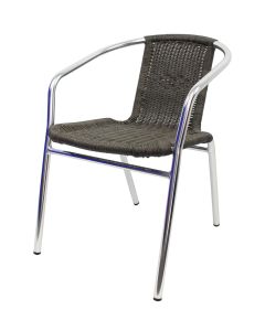 Profile view of charcoal wicker aluminium chair