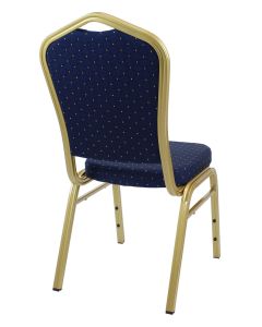 Profile view of blue and gold aluminium chair