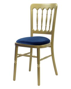 Gold Cheltenham chair with blue pad