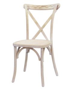 Crossback Stacking Chair Oak Frame Limewash Finish With Rattan Pad