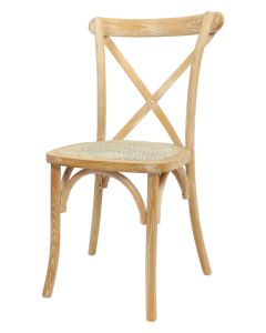 Crossback Stacking Chair Oak Frame Distressed Finish With Rattan Seat Pad