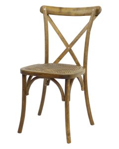 Crossback Stacking Chair Oak Frame Rustic Finish With Rattan Seat Pad