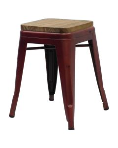 Copper Tolix low stool walnut seat