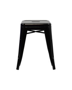 Profile view of gloss black Tolix low stool