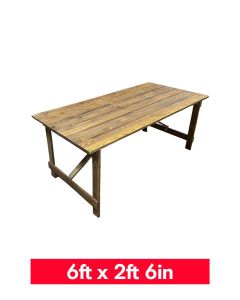 6ft x 2ft 6in Folding Farm Table Rustic Finish (183cm x 76cm) 