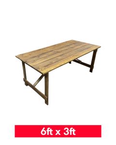6ft x 3ft Folding Farm Table Rustic Finish (183cm x 92cm) 