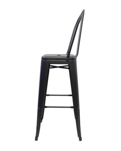 Gun metal grey Tolix bar stool tall back profile