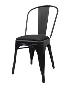 Tolix Style Metal Side Chair with Dome Seat - Matte Black