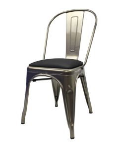 Tolix Style Metal Side Chair with Dome Seat - Industrial Grey