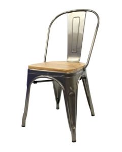 Industrial grey Tolix chair oak seat