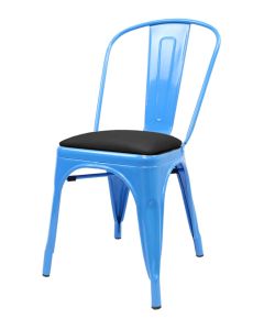 Tolix Style Metal Side Chair with Dome Seat - Blue