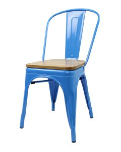 Blue Tolix chair oak seat