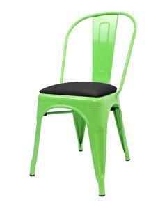 Tolix Style Metal Side Chair with Dome Seat - Green