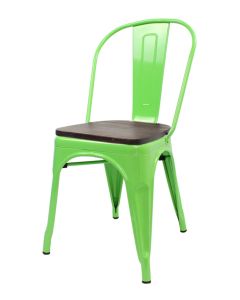 Green Tolix chair walnut seat