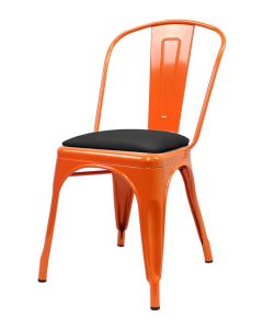 Tolix Style Metal Side Chair with Dome Seat - Orange