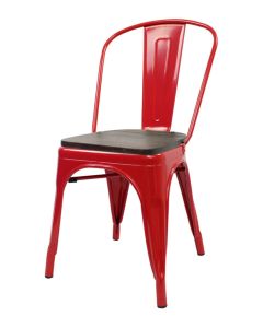 Red Tolix chair walnut seat