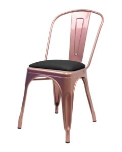 Tolix Style Metal Side Chair with Dome Seat - Rose Gold