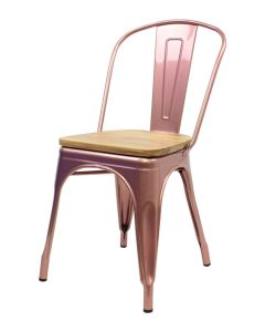 Rose gold Tolix chair oak seat