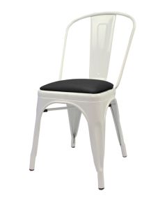 Tolix Style Metal Side Chair with Dome Seat - White