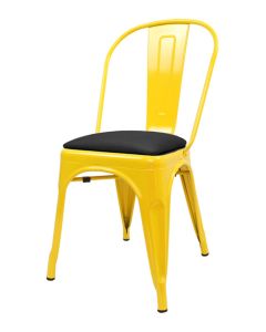 Tolix Style Metal Side Chair with Dome Seat - Yellow