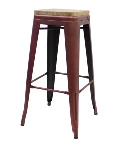 Copper Tolix bar stool walnut seat