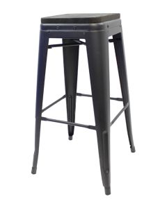 Gun metal Tolix bar stool oak seat
