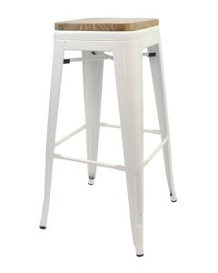 White Tolix bar stool oak seat