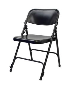 Profile view of black prima folding chair